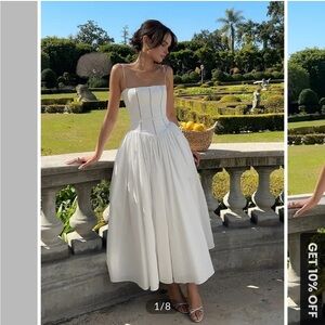 COMMENSE drop waist white dress